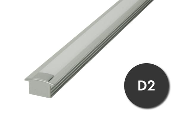 GlowbackLED  8ft assembled aluminum profile D2, with frosted lens and endcaps