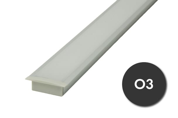 GlowbackLED aluminum profile 8 feet with frosted lens with satin aluminum finish with endcaps