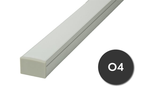 GlowbackLED 8 feet  surface mounted aluminum profile O4 in an  satin aluminum finish, with a frosted lens