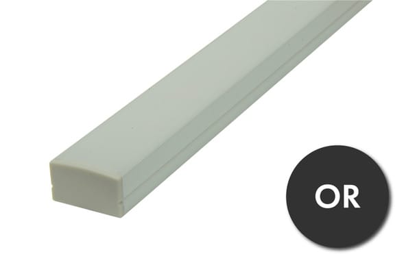 GlowbackLED aluminum profile OR suitable for interior and exterior application., with a frosted lens, and ionized housing