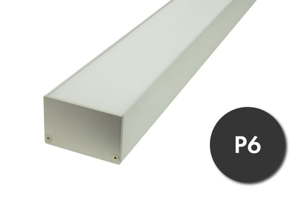 Aluminum Profile GlowbackLED P6 2 inch wide for LED Strip lighting for high output LEDs 8 foot length