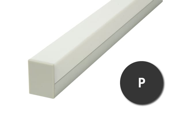 GlowbackLED aluminum profile P, 8ft 94 inch extrusion with frosted lens, endcaps