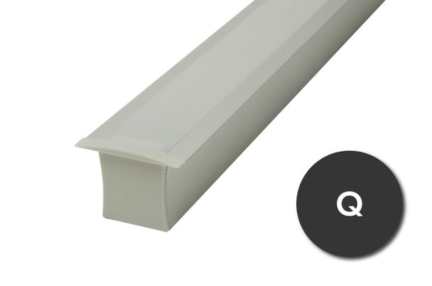 1 inch wide 78 inches long  GlowbackLED Aluminum Profile Q for recessed applications with dotless diffuser lens