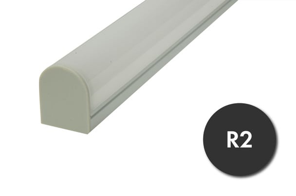 GlowbackLED surface mounted aluminum profile R2 8 feet 94 inch, large round design resembling fluorescent tube